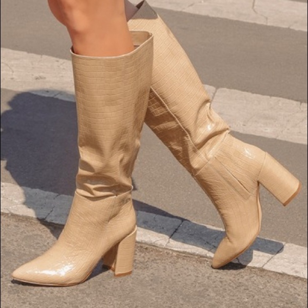 Vegan leather knee high boots